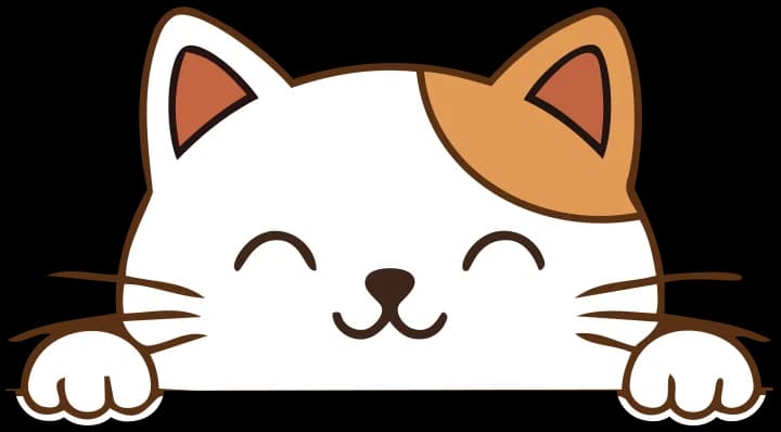 The practice mascot: a smiling cat peeking over a sign